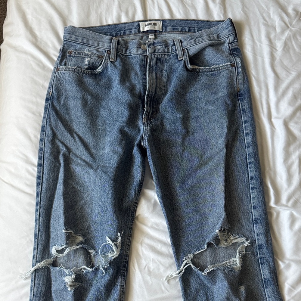 Agolde Relaxed Blue Ripped Jeans